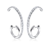 Beautiful Designed with CZ Stone Silver Hoop Earring HO-2474